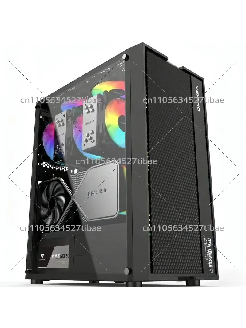 Pc Gaming Setup - Black E-ATX Computer Case with Glass